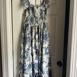 Sunday Blue and White Floral Kids Dress